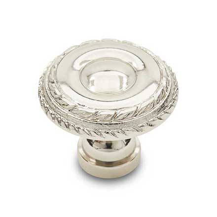 RK International [CK-706-PN] Solid Brass Cabinet Knob - Small Double Roped Edge - Polished Nickel Finish - 1 1/4" Dia.