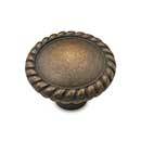 RK International [CK-9313-AE] Solid Brass Cabinet Knob - Round w/ Rope Edge - Antique English Finish - 1 1/4&quot; Dia.