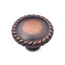 RK International [CK-9313-DC] Solid Brass Cabinet Knob - Round w/ Rope Edge - Distressed Copper Finish - 1 1/4&quot; Dia.