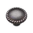 RK International [CK-9313-DN] Solid Brass Cabinet Knob - Round w/ Rope Edge - Distressed Nickel Finish - 1 1/4&quot; Dia.