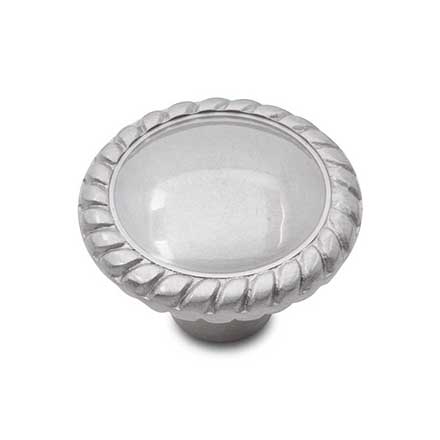 RK International [CK-9313-P] Solid Brass Cabinet Knob - Round w/ Rope Edge - Satin Nickel Finish - 1 1/4" Dia.