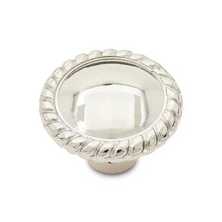 RK International [CK-9313-PN] Solid Brass Cabinet Knob - Round w/ Rope Edge - Polished Nickel Finish - 1 1/4" Dia.