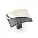 RK International [CK-171-PNB] Solid Brass Cabinet Knob - Trumbull Series - Polished Nickel w/ Black Finish - 1 9/16" L