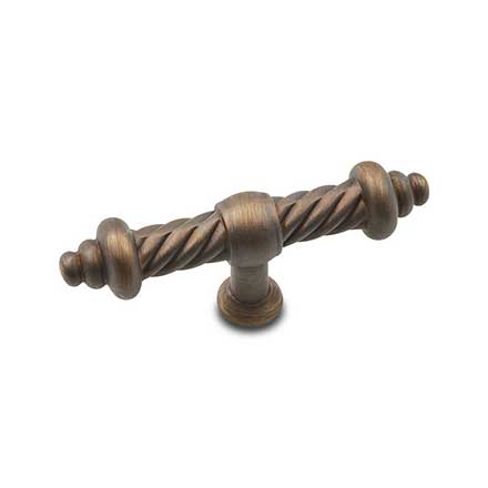 RK International [CK-701-AE] Solid Brass Cabinet Knob - Large Twisted - Antique English Finish - 3 3/4" L