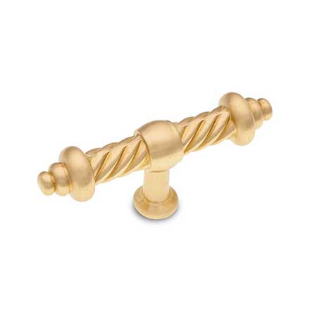 RK International [CK-701-SB] Solid Brass Cabinet Knob - Large Twisted - Satin Brass Finish - 3 3/4" L