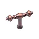 RK International [CK-702-DC] Solid Brass Cabinet Knob - Small Twisted - Distressed Copper Finish - 2" L