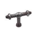 RK International [CK-702-DN] Solid Brass Cabinet Knob - Small Twisted - Distressed Nickel Finish - 2" L