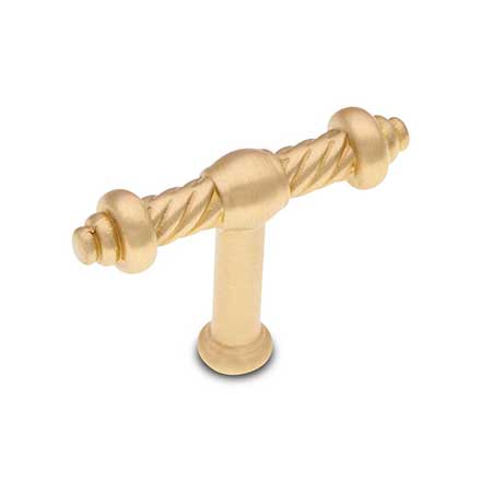 RK International [CK-702-SB] Solid Brass Cabinet Knob - Small Twisted - Satin Brass Finish - 2" L