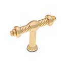 RK International [CK-702-SB] Solid Brass Cabinet Knob - Small Twisted - Satin Brass Finish - 2" L