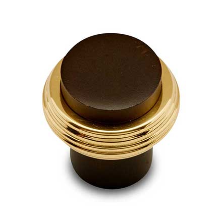 RK International [CK-4214-BRB] Solid Brass Cabinet Knob - Solid Swirl Rod - Oil Rubbed Bronze &amp; Polished Brass Finish - 1 1/4" Dia.