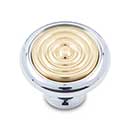 RK International [CK-4248] Solid Brass Cabinet Knob - Riveted Brass Circle Insert - Polished Chrome & Polished Brass Finish - 1 1/4" Dia.