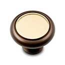 RK International [CK-5214-BRB] Solid Brass Cabinet Knob - Plain w/ Flat Brass Insert - Oil Rubbed Bronze & Polished Brass Finish - 1 1/4" Dia.