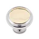 RK International [CK-5214-CB] Solid Brass Cabinet Knob - Plain w/ Flat Brass Insert - Polished Chrome & Polished Brass Finish - 1 1/4" Dia.