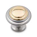 RK International [CK-9214-BP] Solid Brass Cabinet Knob - Step Up Beauty w/ Brass Middle - Satin Nickel & Polished Brass Finish - 1 1/4" Dia.