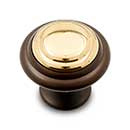 RK International [CK-9214-BRB] Solid Brass Cabinet Knob - Step Up Beauty w/ Brass Middle - Oil Rubbed Bronze & Polished Brass Finish - 1 1/4" Dia.