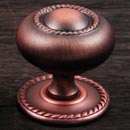 RK International [CK-1212-DC] Solid Brass Cabinet Knob - Large Rope w/ Detachable Back Plate - Distressed Copper Finish - 1 1/2" Dia.