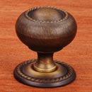 RK International [CK-1213-AE] Solid Brass Cabinet Knob - Small Rope w/ Detachable Back Plate - Antique English Finish - 1 1/4" Dia.