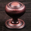 RK International [CK-1213-DC] Solid Brass Cabinet Knob - Small Rope w/ Detachable Back Plate - Distressed Copper Finish - 1 1/4" Dia.