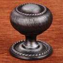 RK International [CK-1213-DN] Solid Brass Cabinet Knob - Small Rope w/ Detachable Back Plate - Distressed Nickel Finish - 1 1/4&quot; Dia.