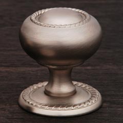 RK International [CK-1213-P] Solid Brass Cabinet Knob - Small Rope w/ Detachable Back Plate - Satin Nickel Finish - 1 1/4&quot; Dia.