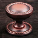 RK International [CK-1217-DC] Solid Brass Cabinet Knob - Flat Rope w/ Detachable Back Plate - Distressed Copper Finish - 1 1/4" Dia.