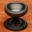 RK International [CK-1217-DN] Solid Brass Cabinet Knob - Flat Rope w/ Detachable Back Plate - Distressed Nickel Finish - 1 1/4&quot; Dia.