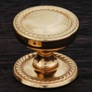RK International [CK-1217-T] Solid Brass Cabinet Knob - Flat Rope w/ Detachable Back Plate - Polished Brass Finish - 1 1/4&quot; Dia.