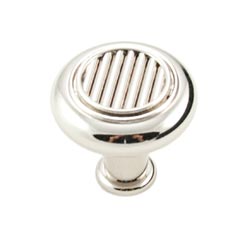 RK International [CK-140-PN] Die Cast Zinc Cabinet Knob - Corcoran Series - Lines in Middle - Polished Nickel Finish - 1 1/4&quot; Dia.