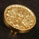 RK International [CK-182] Solid Brass Cabinet Knob - Flower - Polished Brass Finish - 1 1/4" Dia.