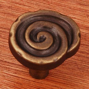 RK International [CK-207-AE] Solid Brass Cabinet Knob - Swirl - Antique English Finish - 1 1/4" Dia.