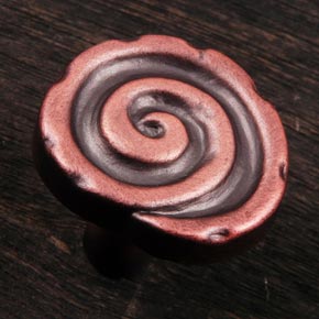 RK International [CK-207-DC] Solid Brass Cabinet Knob - Swirl - Distressed Copper Finish - 1 1/4" Dia.