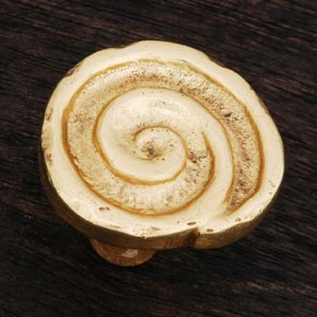 RK International [CK-207] Solid Brass Cabinet Knob - Swirl - Polished Brass Finish - 1 1/4" Dia.