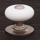 RK International [CK-316-P] Porcelain Cabinet Knob - Large Fat Round - White w/ Satin Nickel Tip - Satin Nickel Base - 1 1/4" Dia.