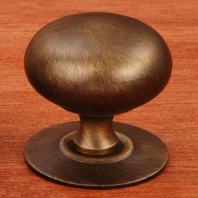 RK International [CK-3216-AE] Solid Brass Cabinet Knob - Large Hollow Round w/ Detachable Back Plate - Antique English Finish - 1 1/2" Dia.