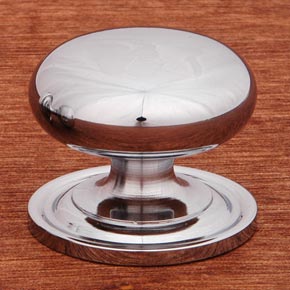 RK International [CK-3216-ATC] Solid Brass Cabinet Knob - Large Solid Round w/ Back Plate - Chrome Finish - 1 1/2" Dia.