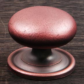 RK International [CK-3216-ATDC] Solid Brass Cabinet Knob - Large Solid Round w/ Back Plate - Distressed Copper Finish - 1 1/2" Dia.