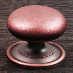 RK International [CK-3216-ATDC] Solid Brass Cabinet Knob - Large Solid Round w/ Back Plate - Distressed Copper Finish - 1 1/2" Dia.