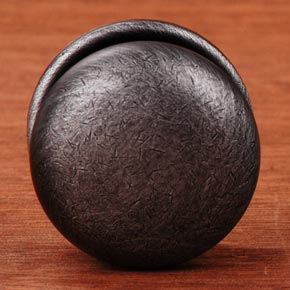 RK International [CK-3216-ATDN] Solid Brass Cabinet Knob - Large Solid Round w/ Back Plate - Distressed Nickel Finish - 1 1/2" Dia.