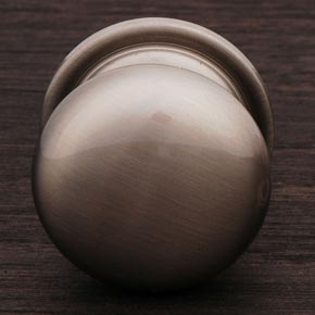 RK International [CK-3216-ATP] Solid Brass Cabinet Knob - Large Solid Round w/ Back Plate - Pewter Finish - 1 1/2" Dia.