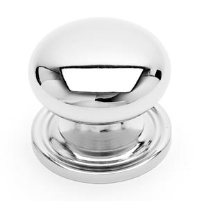RK International [CK-3216-ATPN] Solid Brass Cabinet Knob - Large Solid Round w/ Back Plate - Polished Nickel Finish - 1 1/2" Dia.