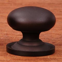RK International [CK-3216-ATRB] Solid Brass Cabinet Knob - Large Solid Round w/ Back Plate - Oil Rubbed Bronze Finish - 1 1/2" Dia.