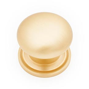 RK International [CK-3216-ATSB] Solid Brass Cabinet Knob - Large Solid Round w/ Back Plate - Satin Brass Finish - 1 1/2" Dia.