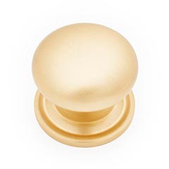 RK International [CK-3216-ATSB] Solid Brass Cabinet Knob - Large Solid Round w/ Back Plate - Satin Brass Finish - 1 1/2&quot; Dia.