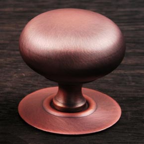 RK International [CK-3216-DC] Solid Brass Cabinet Knob - Large Hollow Round w/ Detachable Back Plate - Distressed Copper Finish - 1 1/2" Dia.
