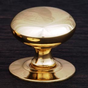RK International [CK-3216-T] Solid Brass Cabinet Knob - Large Hollow Round w/ Detachable Back Plate - Polished Brass Finish - 1 1/2" Dia.