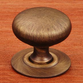 RK International [CK-3217-AE] Solid Brass Cabinet Knob - Small Hollow Round w/ Detachable Back Plate - Antique English Finish - 1 1/4" Dia.