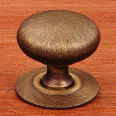 RK International [CK-3217-AE] Solid Brass Cabinet Knob - Small Hollow Round w/ Detachable Back Plate - Antique English Finish - 1 1/4" Dia.