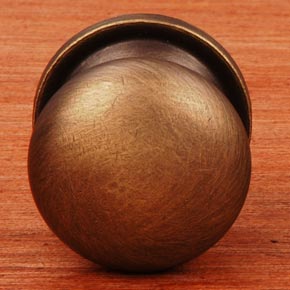 RK International [CK-3217-ATAE] Solid Brass Cabinet Knob - Small Solid Round w/ Back Plate - Antique English Finish - 1 1/4" Dia.