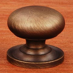 RK International [CK-3217-ATAE] Solid Brass Cabinet Knob - Small Solid Round w/ Back Plate - Antique English Finish - 1 1/4&quot; Dia.