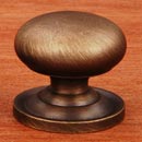 RK International [CK-3217-ATAE] Solid Brass Cabinet Knob - Small Solid Round w/ Back Plate - Antique English Finish - 1 1/4" Dia.